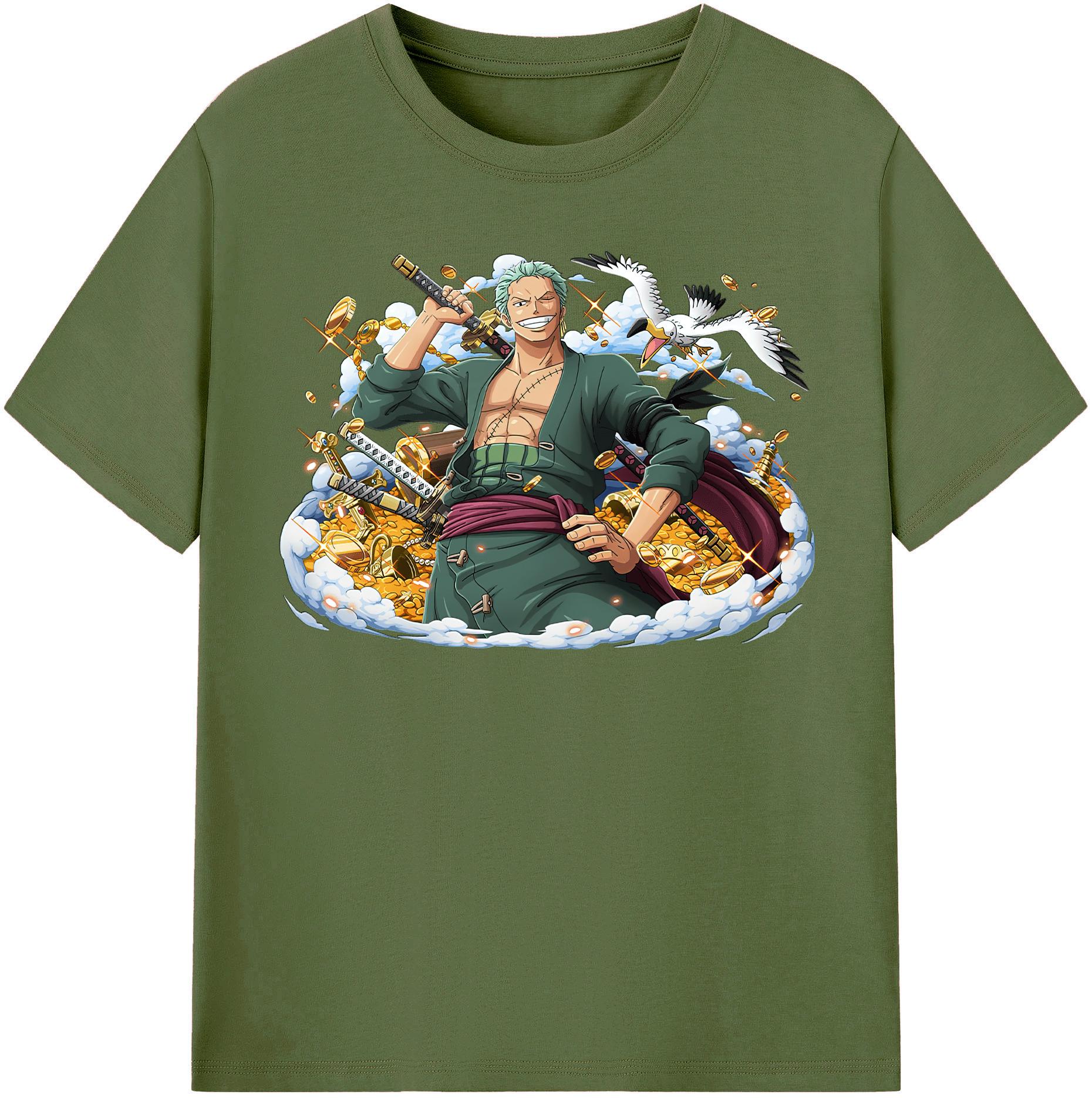 ワンピース ロロノア・ゾロ ONE PIECE Roronoa Zoro 綿100％半袖Tシャツ（フロントプリント）